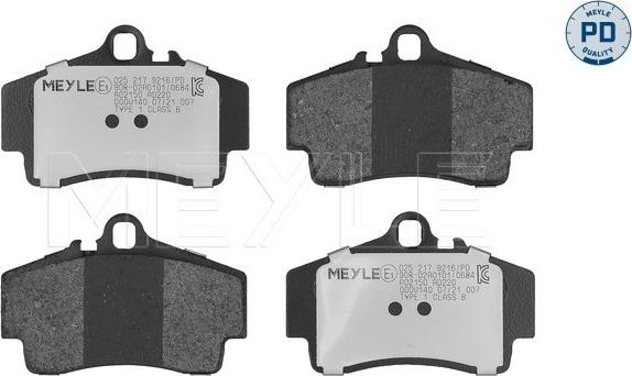 Meyle 025 217 9216/PD - Kit de plaquettes de frein, frein à disque parts5.com