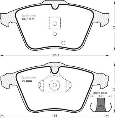 HITEC H 1465 - Zestaw klocków hamulcowych, hamulce tarczowe parts5.com