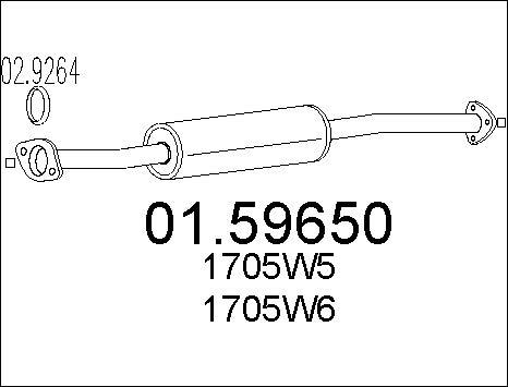 MTS 01.59650 - Srednji glusnik (izpusni lonec) parts5.com