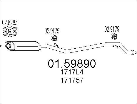 MTS 01.59890 - Silenciador del medio parts5.com