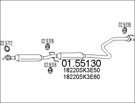 MTS 01.55130 - Silenciador del medio parts5.com