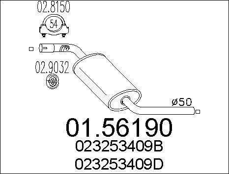 MTS 01.56190 - Střední tlumič výfuku parts5.com