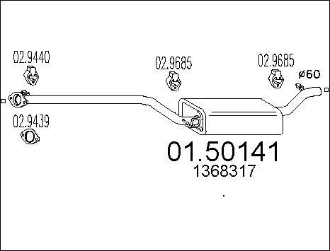 MTS 01.50141 - Középső hangtompító parts5.com