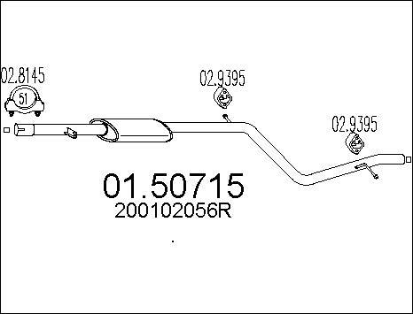 MTS 01.50715 - Középső hangtompító parts5.com