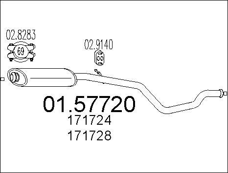 MTS 01.57720 - Silencieux central parts5.com