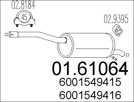 MTS 01.61064 - Hátsó hangtompító parts5.com