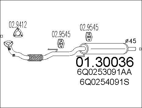 MTS 01.30036 - Tłumik przedni parts5.com