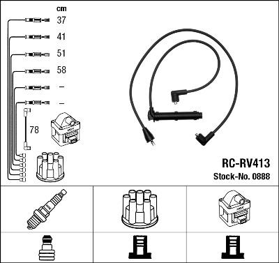 NGK 0888 - Set cablaj aprinder parts5.com