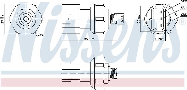 Nissens 301090 - Pressure Switch, air conditioning parts5.com