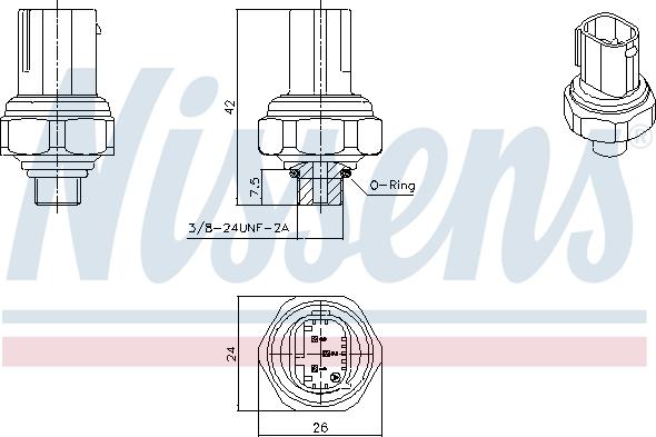 Nissens 301070 - Διακόπτης πίεσης, σύστ. κλιματ. parts5.com