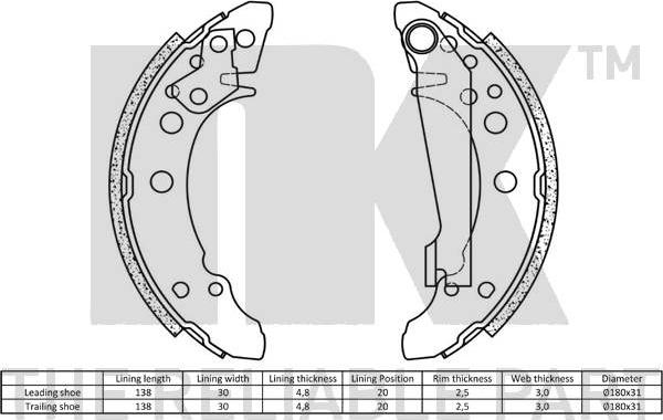 NK 2747340 - Sada brzdových čelistí parts5.com