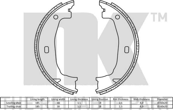 NK 2715662 - Sada brzdových čelistí parts5.com