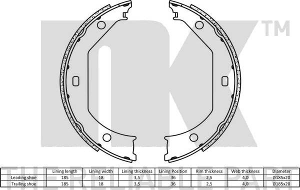 NK 2715638 - Jeu de mâchoires de frein, frein de stationnement parts5.com