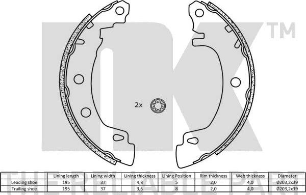 NK 2739581 - Σετ σιαγόνων φρένων parts5.com