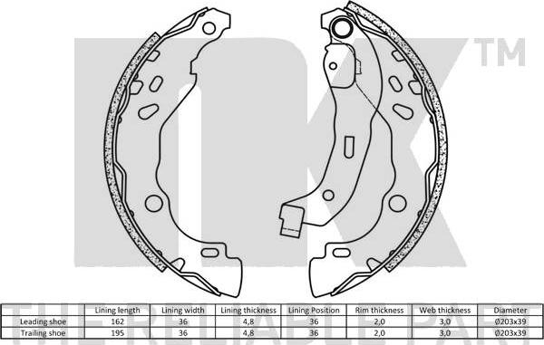 NK 2739690 - Комплект тормозных колодок, барабанные parts5.com