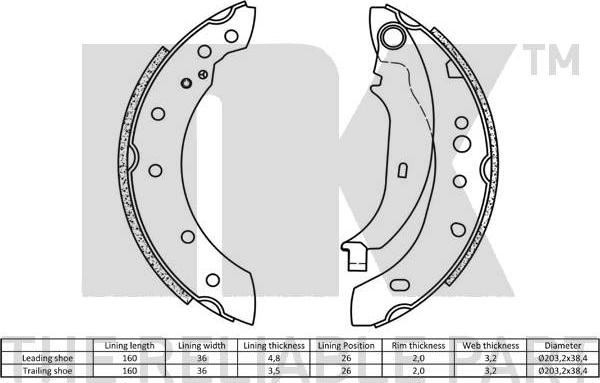 NK 2737736 - Комплект спирачна челюст parts5.com