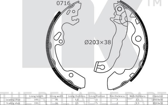 NK 2725632 - Brake Shoe Set parts5.com