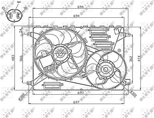 NRF 47754 - Ventilator, hlajenje motorja parts5.com