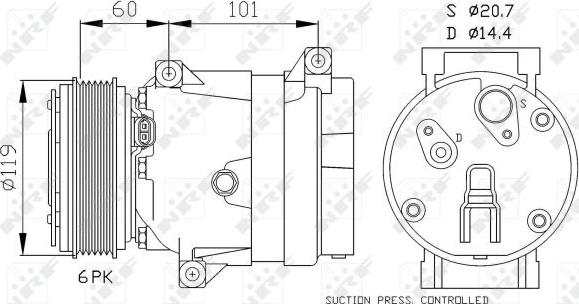 NRF 32102 - Compresor, aire acondicionado parts5.com