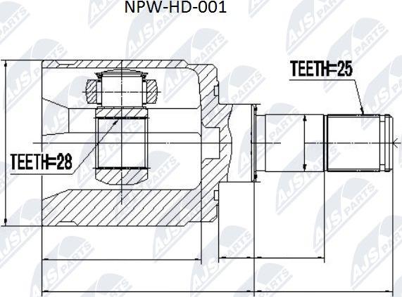 NTY NPW-HD-001 - Komplet zgloba, pogonsko vratilo parts5.com