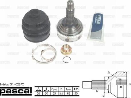 Pascal G14022PC - Каре комплект, полуоска parts5.com