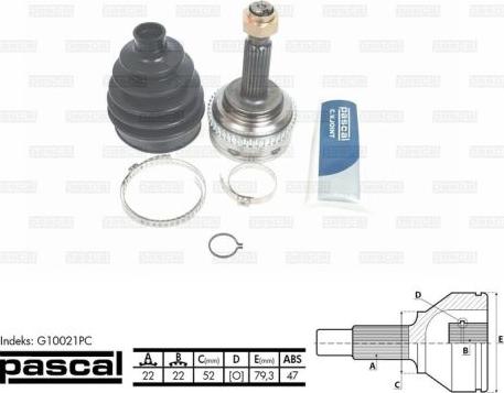 Pascal G10021PC - Sada kĺbov hnacieho hriadeľa parts5.com