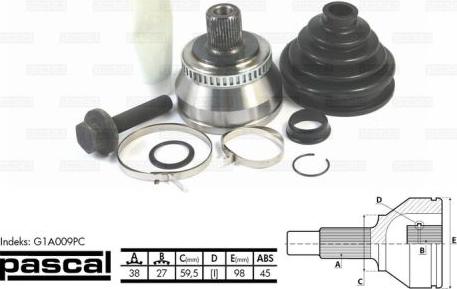 Pascal G1A009PC - Zestaw przegubu, wał napędowy parts5.com