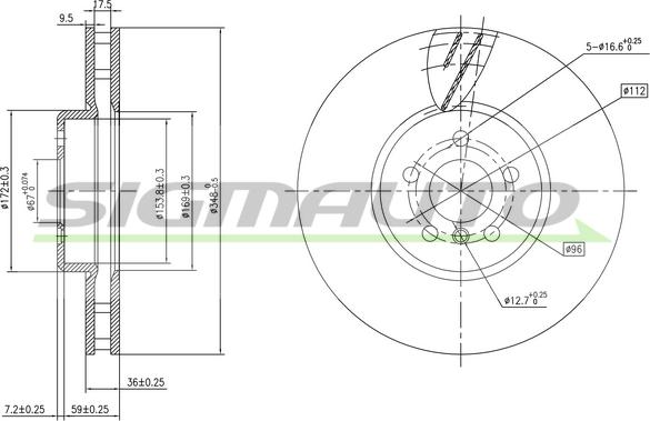 SIGMAUTO DBC625VLS - Disco de freno parts5.com