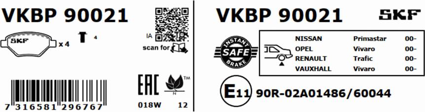 SKF VKBP 90021 - Komplet kočnih obloga, disk kočnica parts5.com