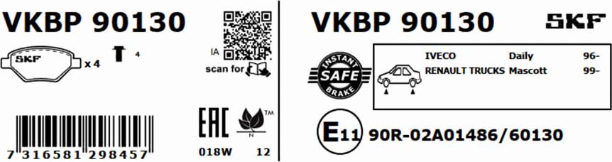 SKF VKBP 90130 - Set placute frana,frana disc parts5.com