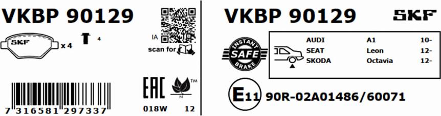 SKF VKBP 90129 - Set placute frana,frana disc parts5.com