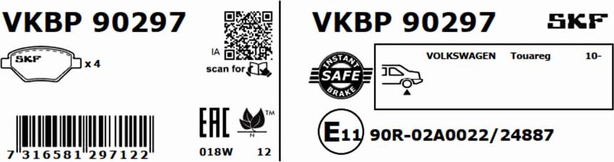 SKF VKBP 90297 - Brake Pad Set, disc brake parts5.com