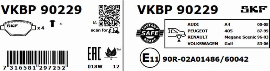 SKF VKBP 90229 - Σετ τακάκια, δισκόφρενα parts5.com