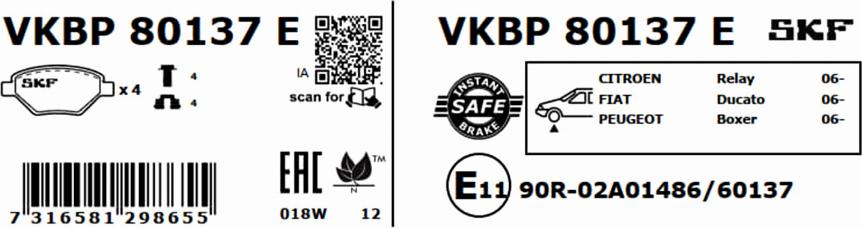 SKF VKBP 80137 E - Set placute frana,frana disc parts5.com