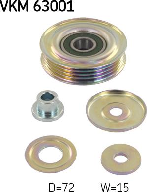 SKF VKM 63001 - Szíjtárcsa / vezetőgörgő, hosszbordás szíj parts5.com