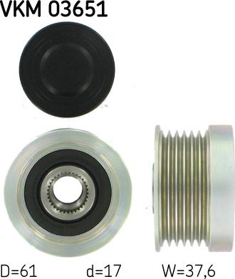 SKF VKM 03651 - Pulley, alternator, freewheel clutch parts5.com