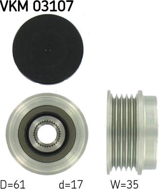 SKF VKM 03107 - Szíjtárcsa, generátor parts5.com