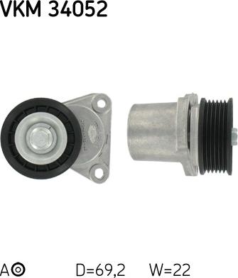 SKF VKM 34052 - Saptırma / Kılavuz makarası, Kanallı V-kayışı parts5.com