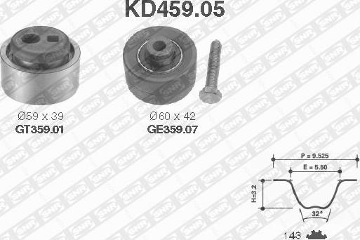 SNR KD459.05 - Juego de correas dentadas parts5.com