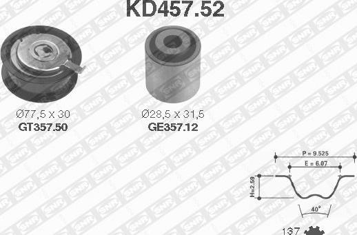 SNR KD457.52 - Комплект ремня ГРМ parts5.com