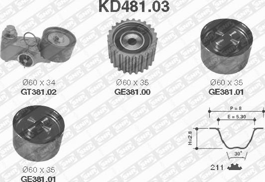 SNR KD481.03 - Σετ οδοντωτού ιμάντα parts5.com