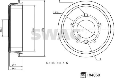 Swag 33 10 9266 - Fékdob parts5.com