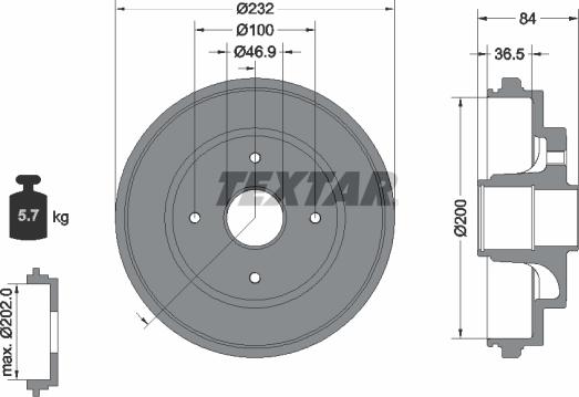 Textar 94049400 - Ταμπούρο parts5.com