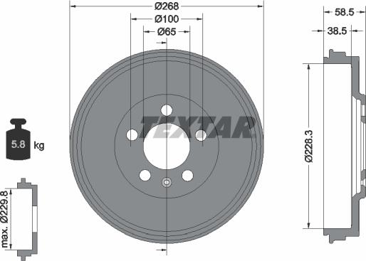 Textar 94046000 - Brzdový buben parts5.com