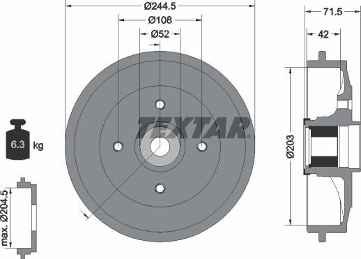 Textar 94041200 - Brake Drum parts5.com