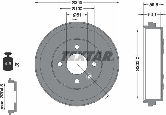 Textar 94047900 - Tambor de freno parts5.com