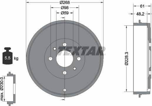 Textar 94014000 - Bęben hamulcowy parts5.com