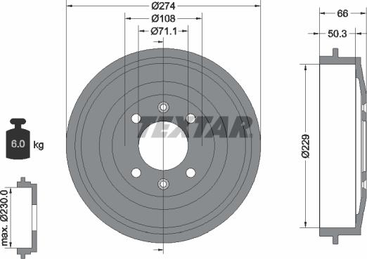 Textar 94010300 - Zavorni boben parts5.com