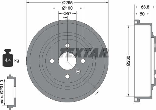 Textar 94031500 - Brake Drum parts5.com