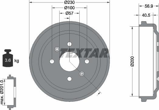 Textar 94032100 - Tambor de freno parts5.com